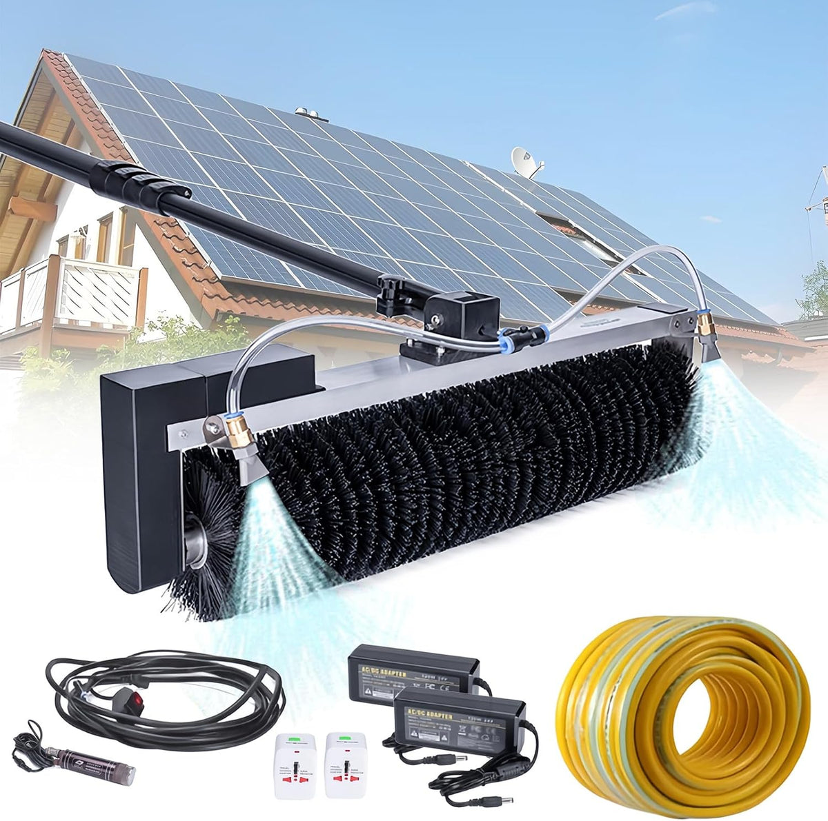 Sxykxydl Raamreiniger Telescopische staaf PV-paneelreinigingsmachine, 360° rollende reinig, reinigingsapparatuur, voor zonnepanelen, robot