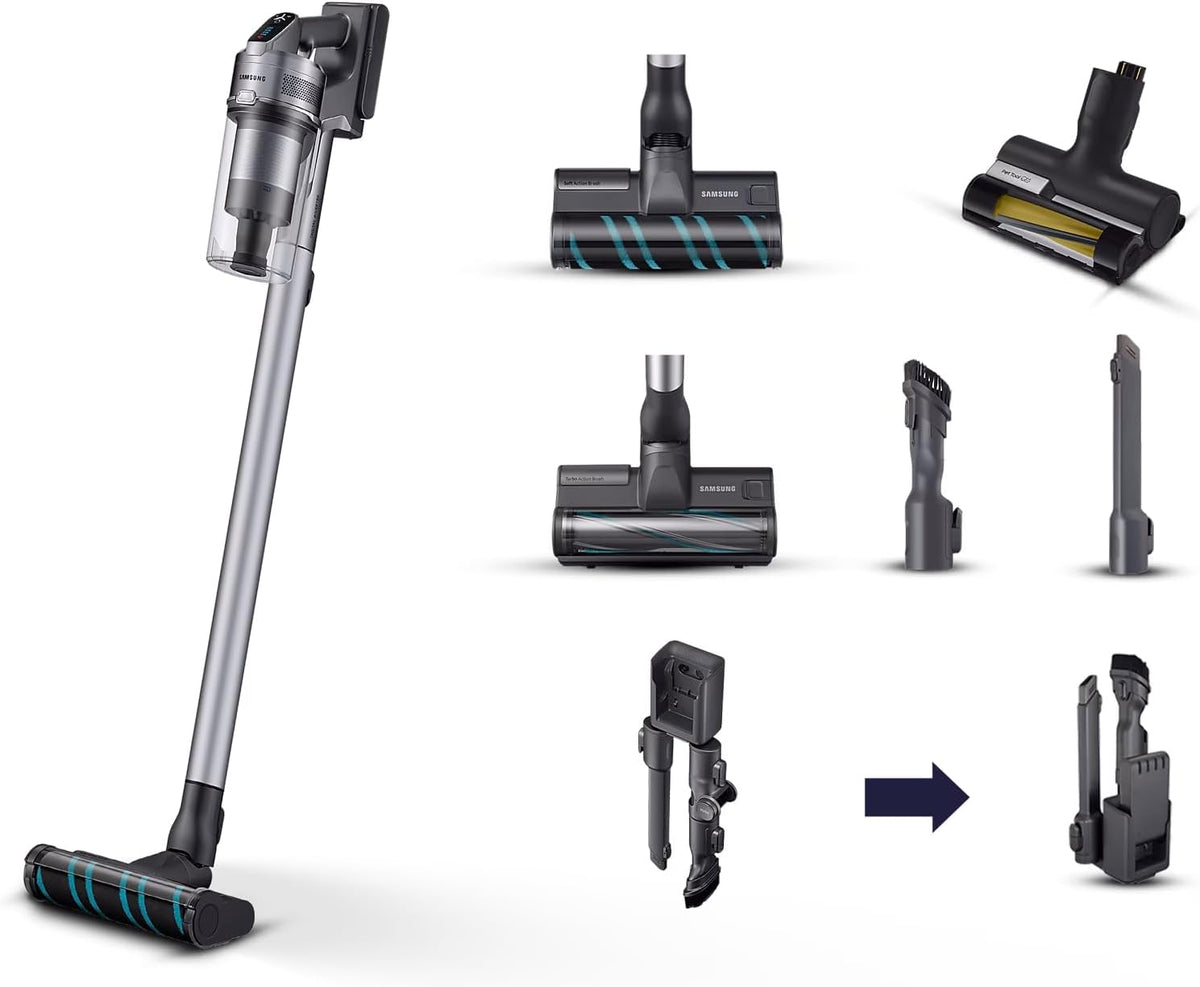 Amazon Renewed Steelstofzuiger Samsung Stofzuiger VS20B75ACR5 Jet 75E compleet, vermogen 200 W, draadloze stofzuiger (gereviseerd)