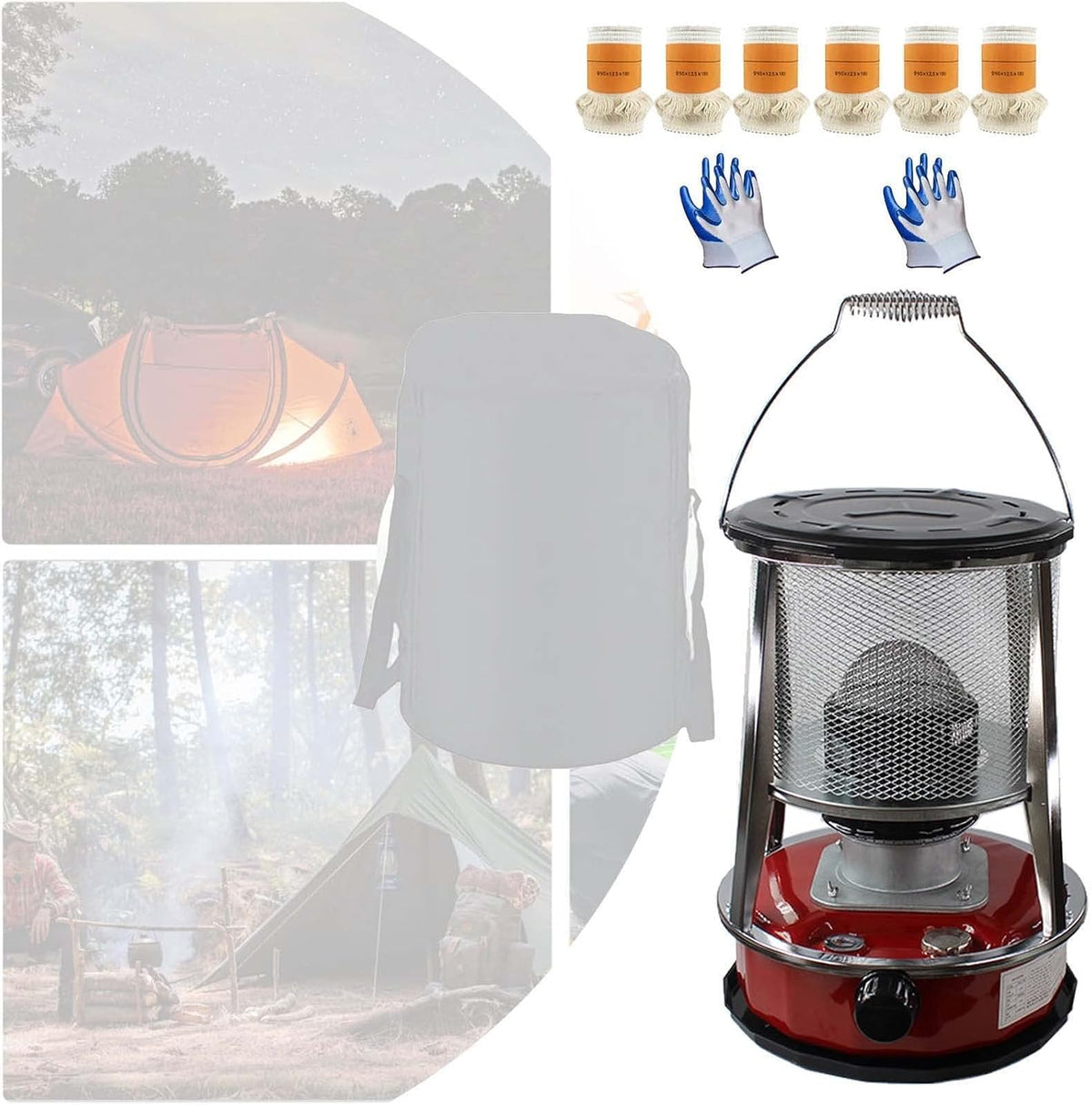 Vendics Elektrische kachel Buitententkachel Olieverwarmers Duurzame Roestvrijstalen, Thuis Wit/6L Rood/4.6L/4.6L/Rood, Voor Binnen Buiten, Terras