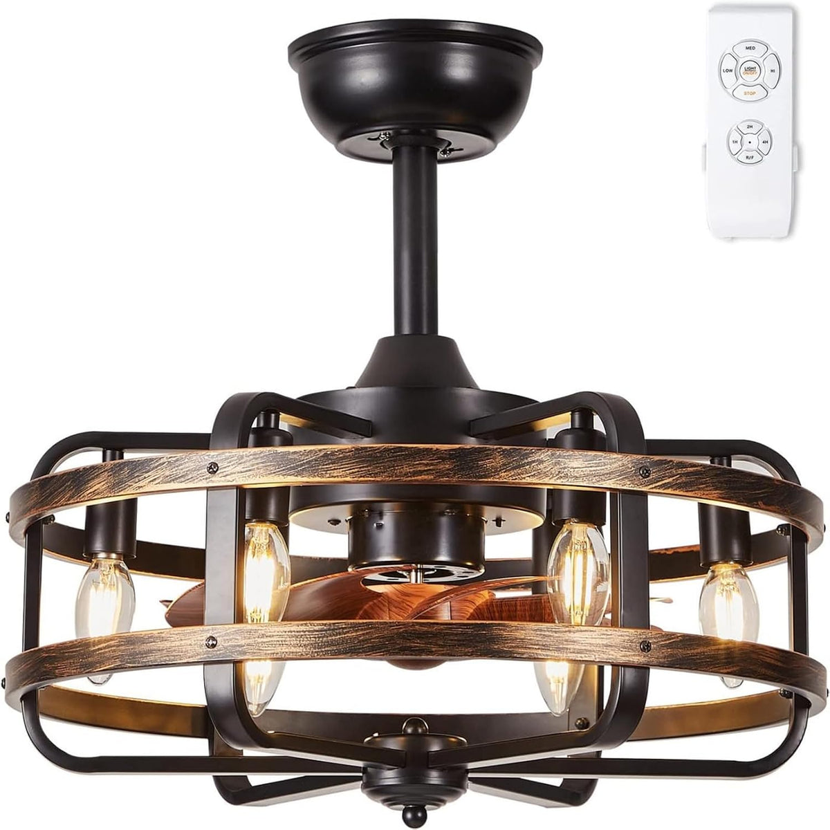 Ventilator Izowe Plafondventilator, Stille 3 Snelheden Reversibel Plafondventilator, Vervangbaar 6x E14 Lamp, met Afstandsbediening