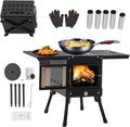 Fengly Elektrische kachel Inklapbare campinghoutkachel, 36-56 cm in hoogte, tentkachel, outdoor keukenoven, met schoorsteen, campinghaard, terrasoven