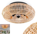 hofstein Ventilator Plafondventilator, Ø 50 cm, plafondlamp 4 lichtpunten, 4 x E27, met afstandsbediening, mulstrand