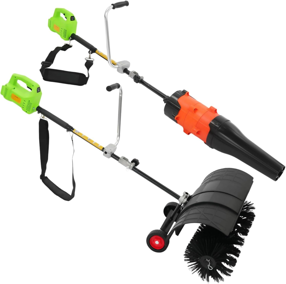 Wsikghu Sneeuwfrez Elektrische sneeuwblazer, 800-1300 W, 36-60 V accu, 2-in-1 bladblazer en veegmachine, handveegmachine, met wielen, sneeuwschuiver