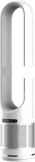 sfaSDGAwer Ventilator Bladloze, Bladeless elektrische torenventilator Digitaal display 8H(wit zilver)