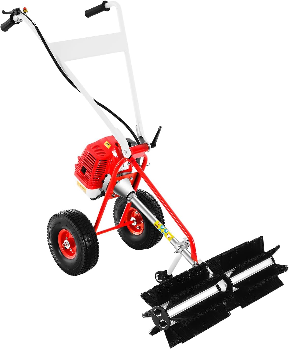 Shzicmy Fotoalbumaccessoires Veegmachine, 43 cc, 1,7 pk, met benzine, elektrische starter, sneeuwschuiver, motorbezem, sneeuwruimer, kunstgras