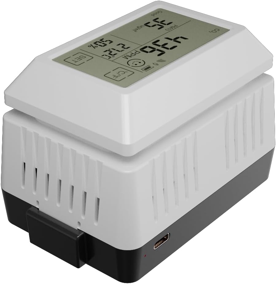 Gasdetector Ecowitt CO2/Luchtkwaliteit Monitoring Sensor WH46D, 7 in 1 Thuis CO2 (NDIR)/PM1.0/PM2.5/PM4.0/PM10/Temperatuur/Vochtigheid AQI Sensor