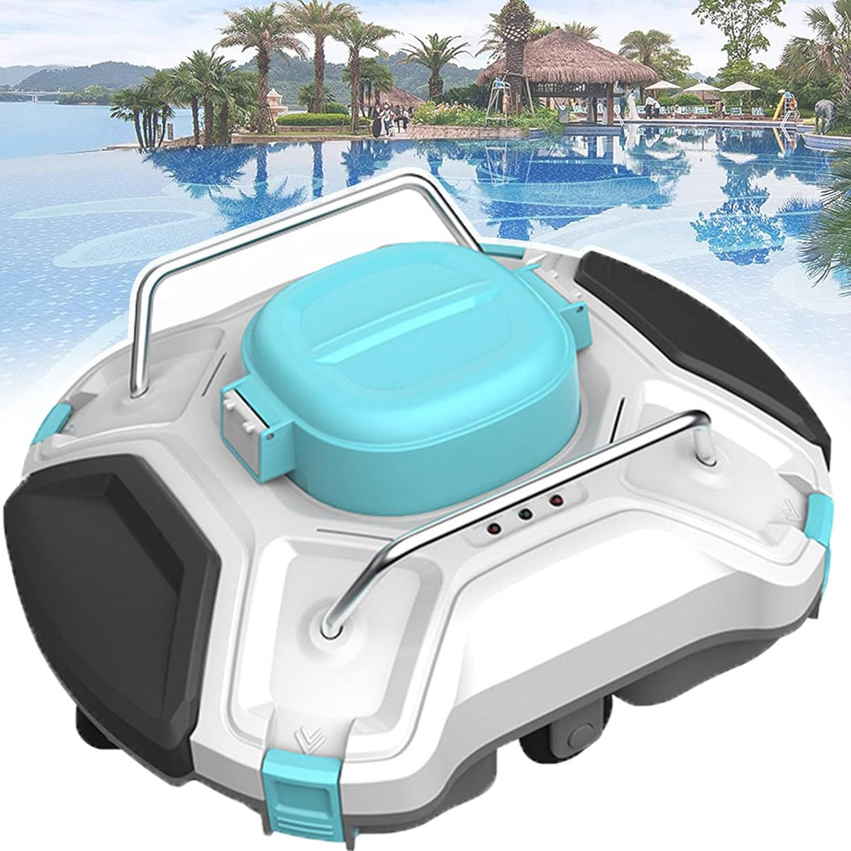 Rogha Zwembadrobot Volautomatische Zwembadreinigingsrobot, met 160 μm fijn filter, voor Maximaal 860 Vierkante meter, met LED-indicator, Ideaal