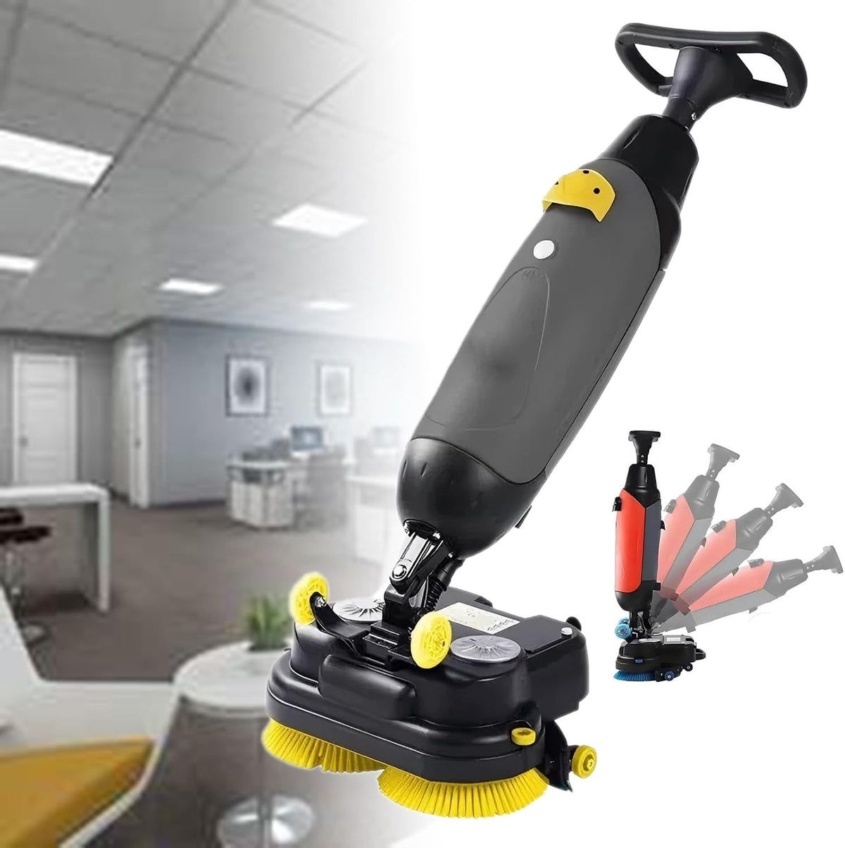 ExoticaBlend Steelstofzuiger Elektrische loopbare vloerschrobber, 43 cm schrobbreedte, reinigingscapaciteit 1200 m2/uur, 240 toeren per minuut grijs