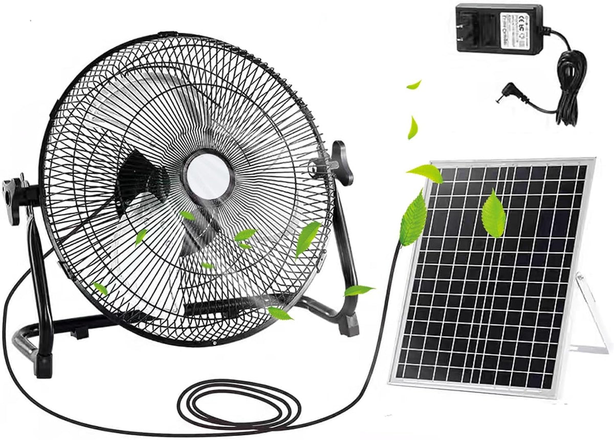 Hsplxyt Ventilator Op batterijen werkende zonneventilator, 12 snelheden draagbare oplaadbare ventilator, buiten (Color : zwart, camping ventilator