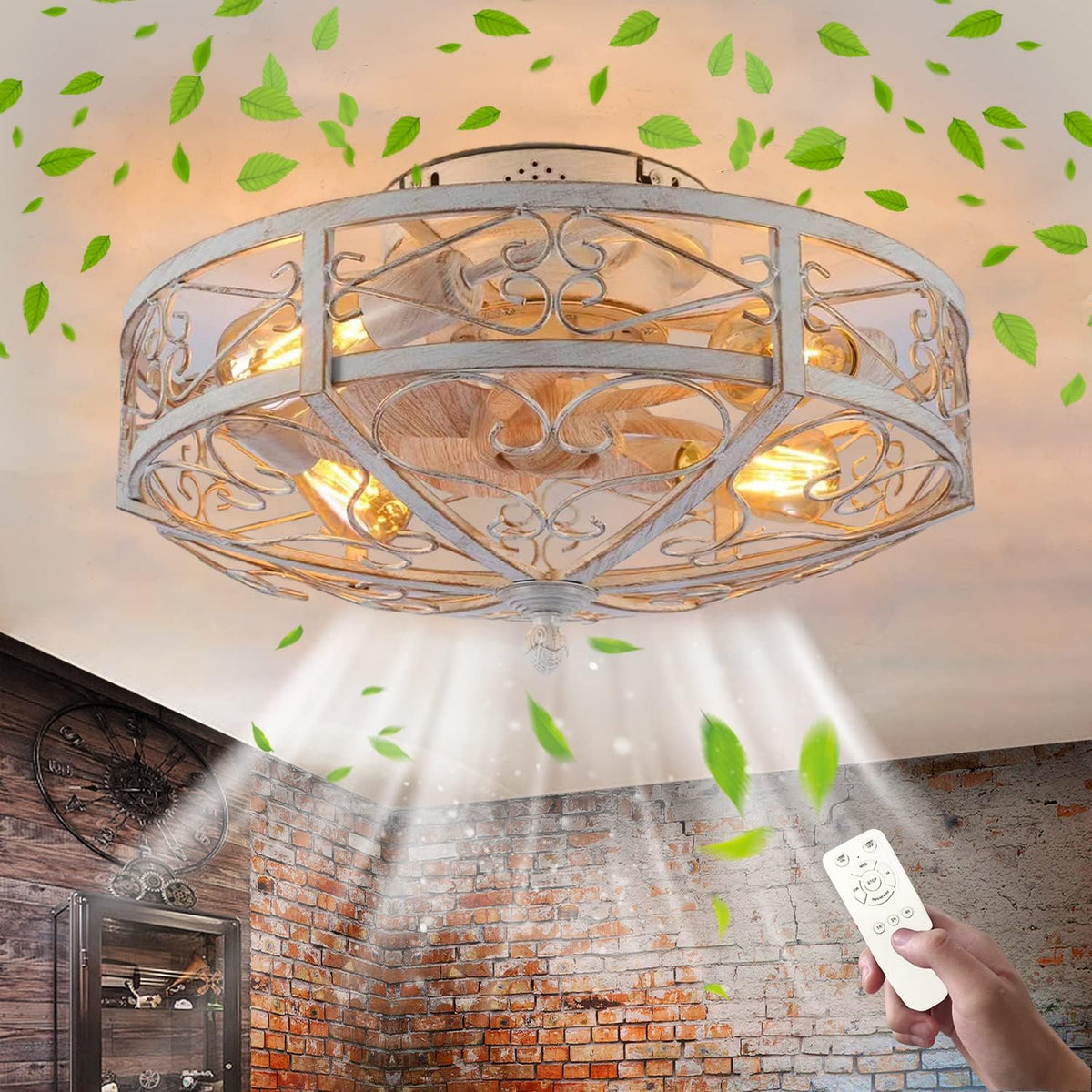 Truyok Ventilator E27 plafondlamp Stille plafondventilator, voor Woonkamer Eetkamer Keuken licht
