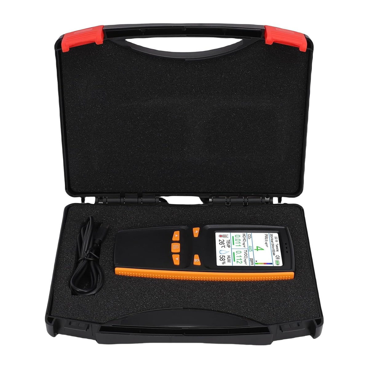 Eimsoah Luchtkwaliteitsmeter Luchtkwaliteitsdetector, 11-in-1 Realtime Binnenluchtmonitor, met CO2, PM2,5, PM10, TVOC, HCHO, Temperatuur, voor Thuis