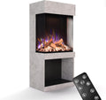 GLOW FIRE Elektrische kachel PR12, max. 1500 W, met realistische 3D E, 61,5x130x40cm, timer, Motion LED-vuur, Staande elektrische kachel, Beton