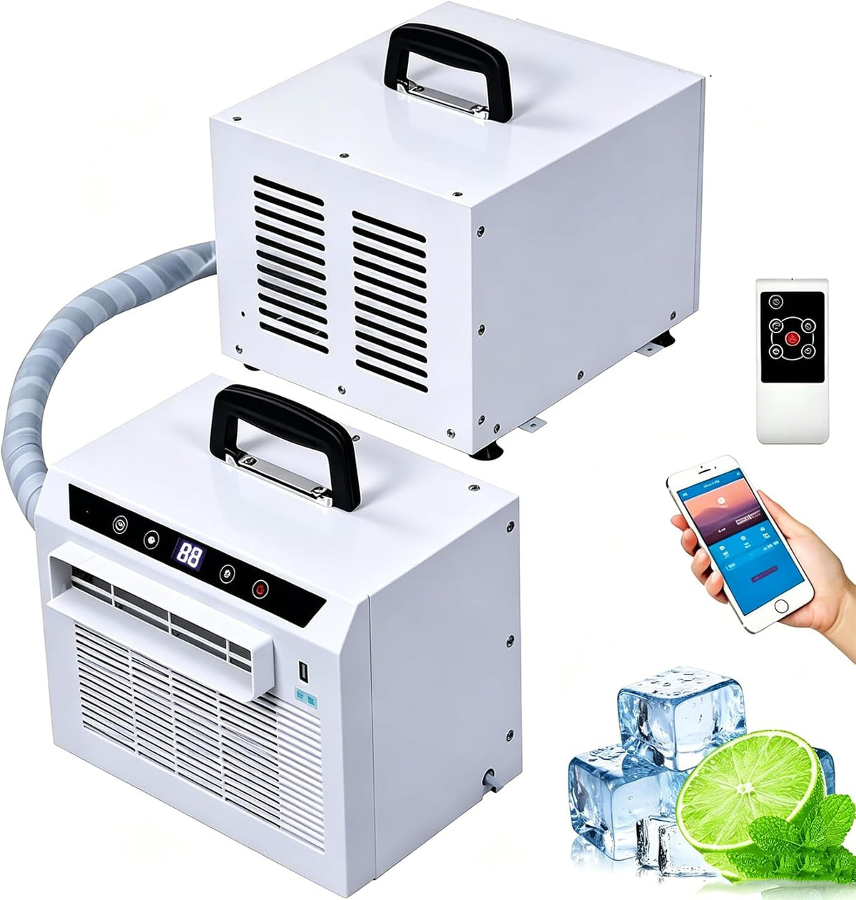 Mobiele airco Draagbare split-systeem airconditioner, 3000 BTU kamerkoeler timer bovenhandgreep, met wifi en afstandsbediening, voor tent, camper