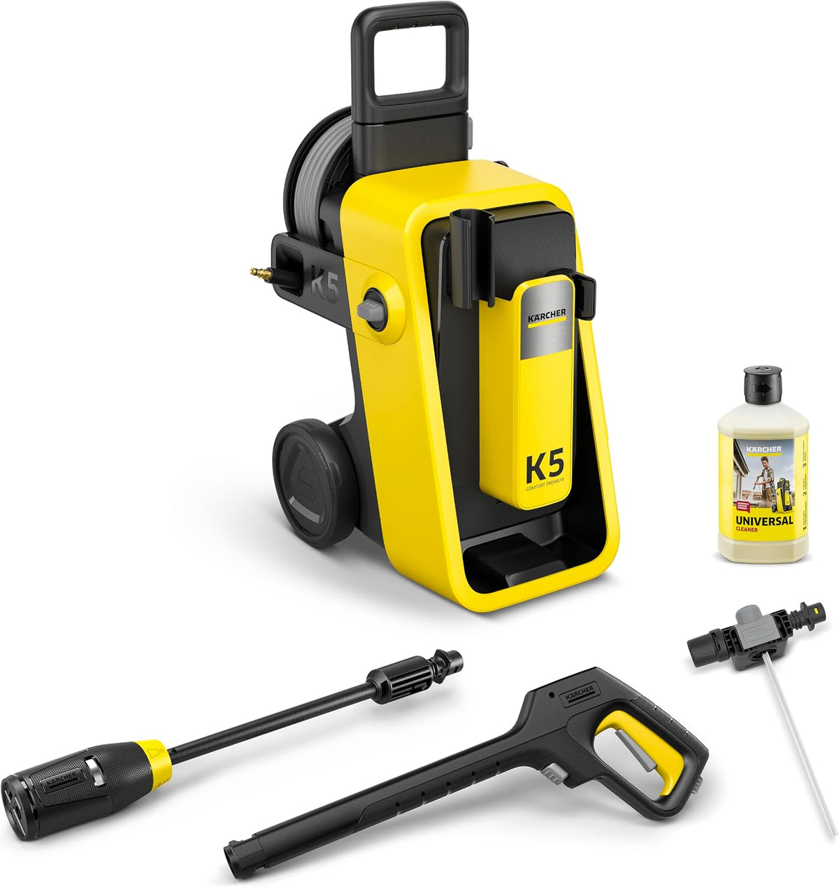 Kärcher Hogedrukreiniger K 5 Comfort Premium, druk: 145 bar, wateropbrengst: 500 l/u, gewicht: 18 kg, oppervlakte: 40 m2/u, 4-in-1 Multi Jet