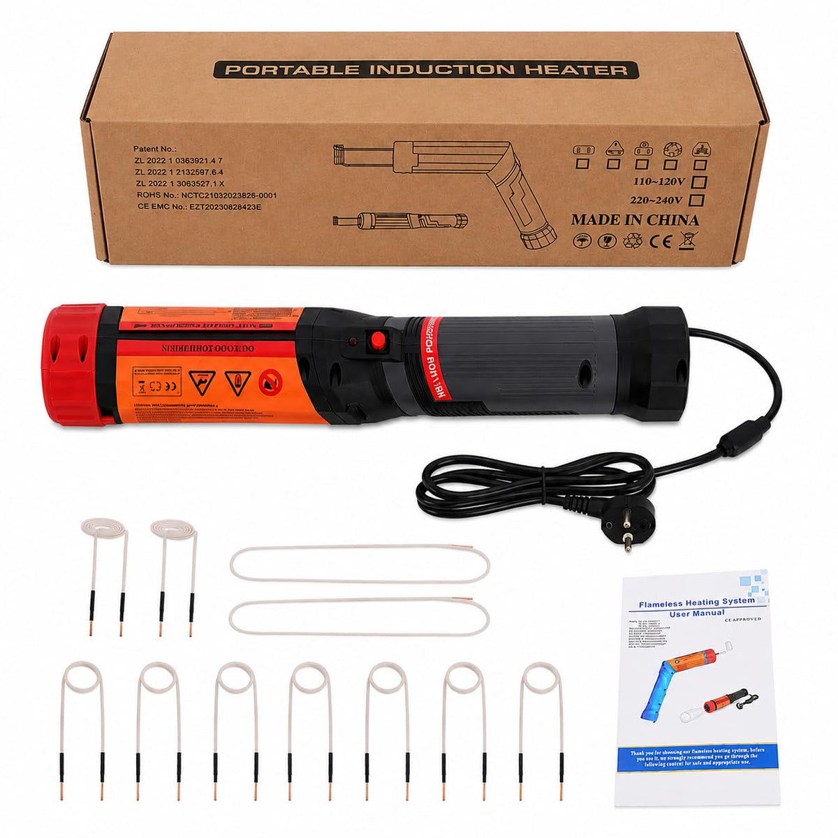 RibasuBB Elektrische kachel Inductie-verwarmer, 1100 W, met 10 verwarmingspoelen, voor auto, magnetische inductiekachel, inductieverwarming