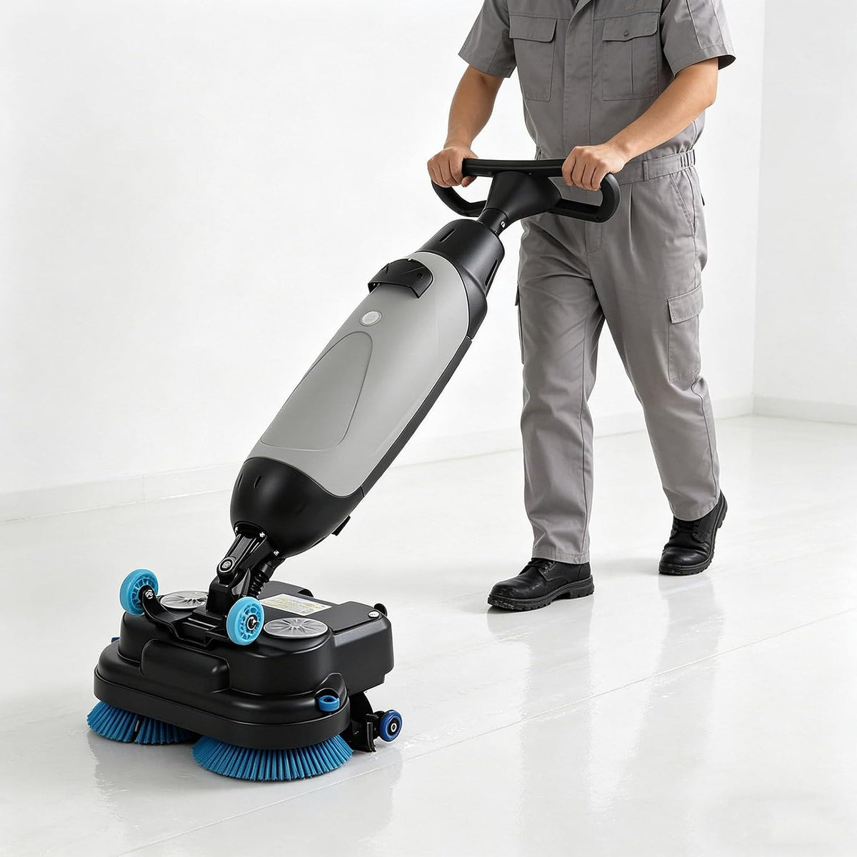 Gesaides Stoomreiniger Accu-aangedreven, 43 cm reinigingsbreedte, loopbare mini-automatische vloerschrobber, Compact en draagbaar, Ideaal, kantoren