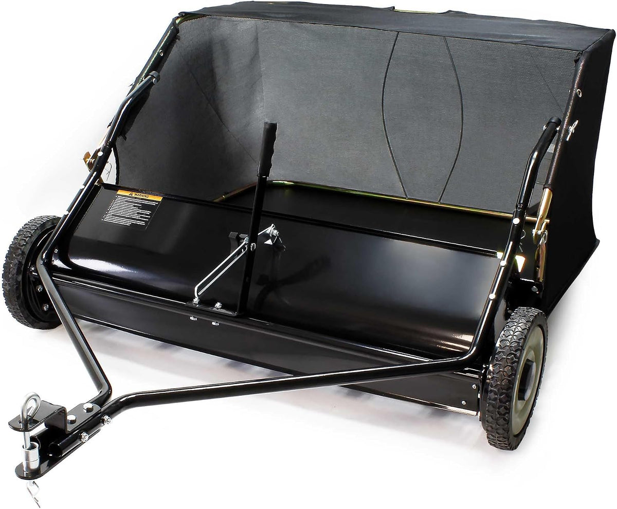 WilTec Zitmaaier Veegmachine, met een werkbreedte van 96cm en rubberen wielen van 254x40mm, voor zitmaaier