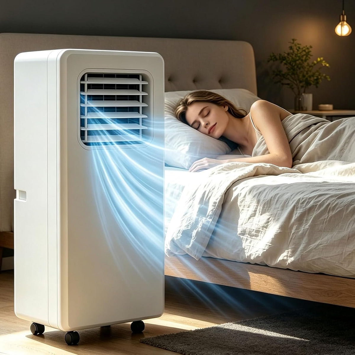 Mobiele airco Draagbare airconditioner 12.000 BTU, 18000 BTU, met afstandsbediening, krachtige koelunit, geluidsreducerend, zwenkwielen