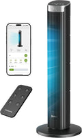Ventilator Pureborne Stille, 86 cm, 90° oscillatie, 4 standen en 4 modi, met afstandsbediening en wifi, instelbare timer, zwart, torenventilator