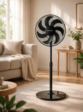 Opviq Ventilator Kumtel Krachtige zwarte, 50 W, 130 cm in hoogte verstelbaar, 7 vleugels, 3 snelheden, geluidsarm, efficiënte koperen motor