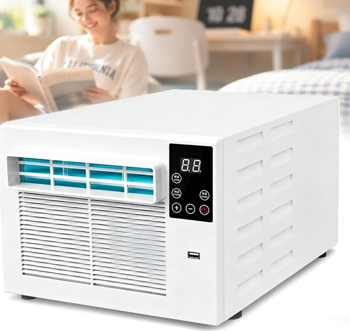Mobiele airco ZyKnaurral Draagbare Airconditioner, Uurs Timer, Afstandsbediening, Snelle Koeling En Luchtontvochtiger, Compact Formaat, Huurwoningen