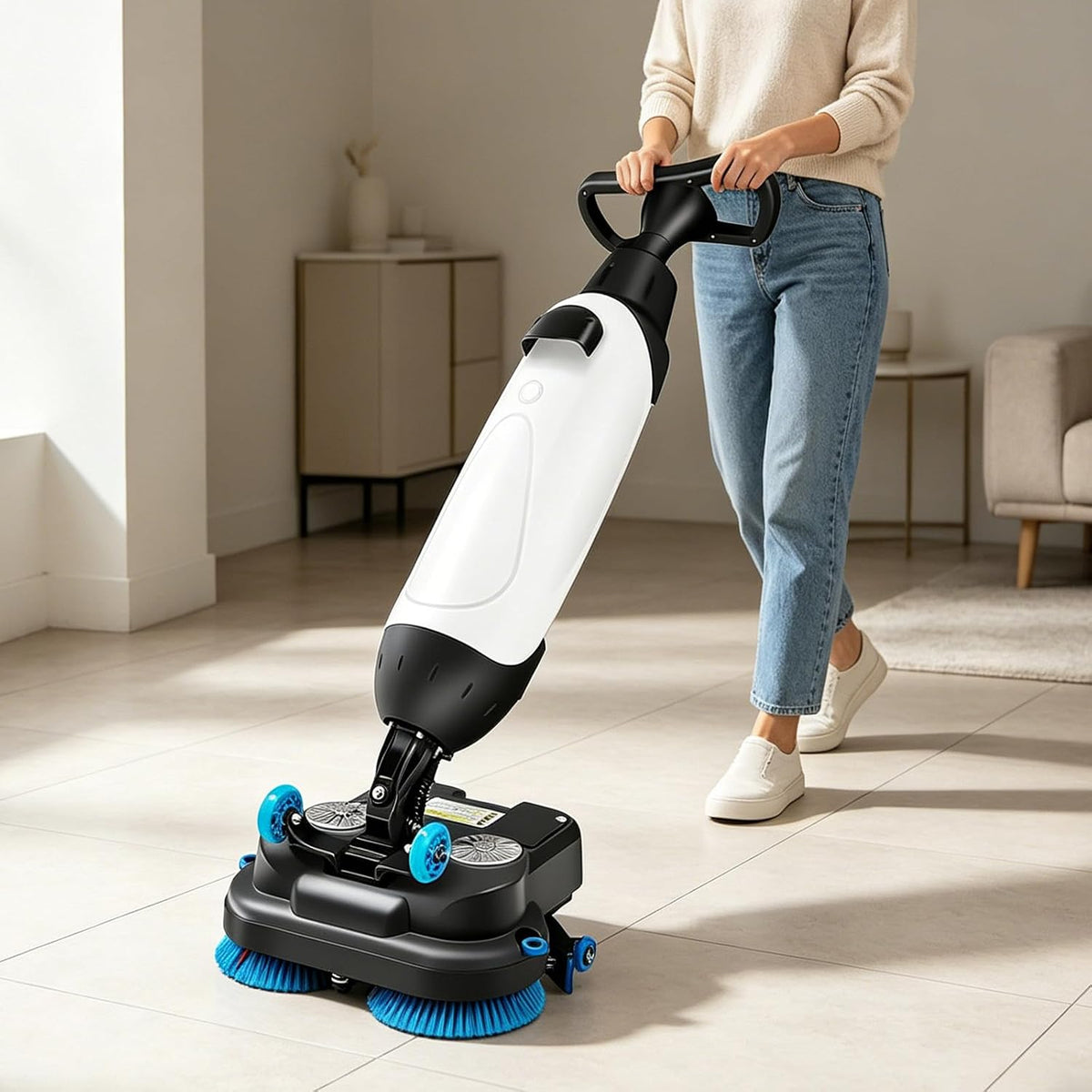 AityBuy Polijstmachine Commerciële Loopvloerschrobber, 43 Cm (17 Inch) Elektrische Vloerpolijstmachine, 360° Draaibaar, Voor Thuis