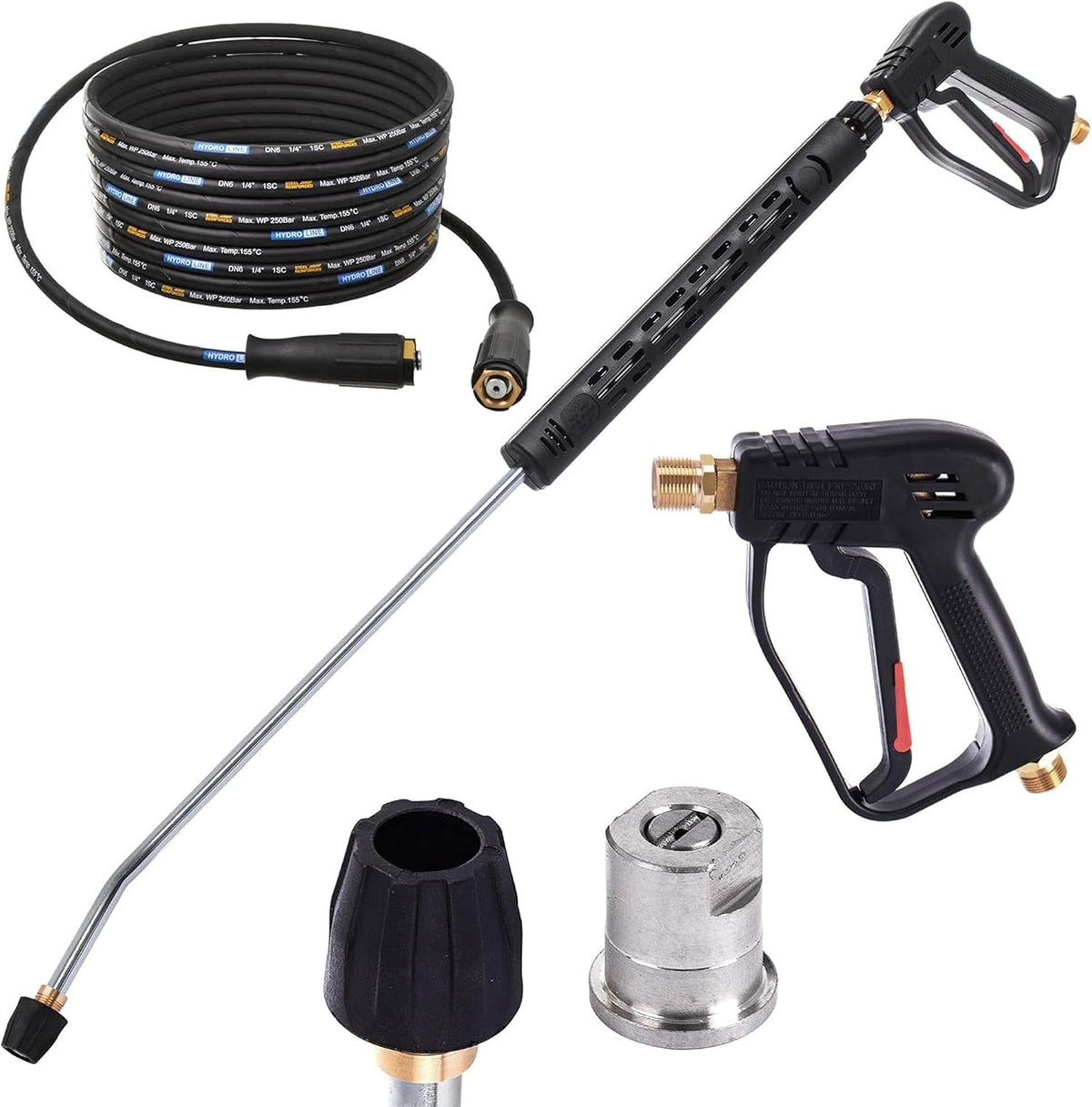 Hogedrukreiniger Kastor Gun Lance 30m Slang en Nozzle, voor Hogedrukreiniger Karcher Kranzle en andere M22