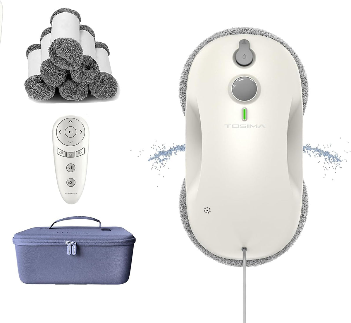 Tosima Robotstofzuiger W3 Raamreinigingsrobot, afstandsbediening, intelligente robot, voor automatische ramen, met dubbelzijdige sproeien