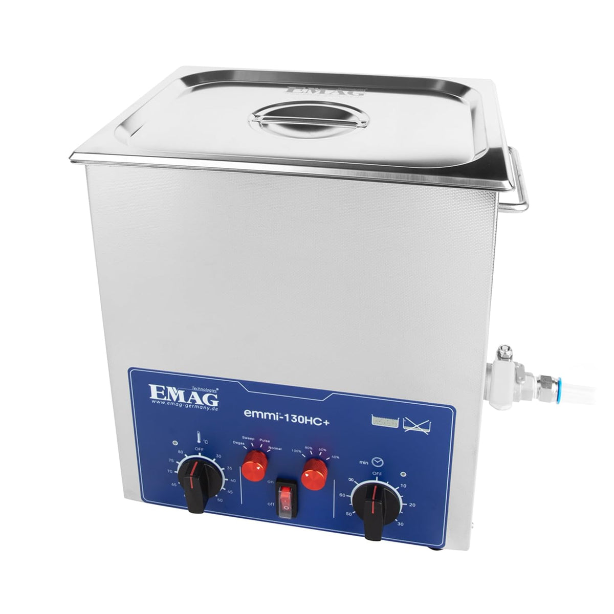 Emag Ultrasone reiniger Emmi 130HC Plus, 14 l ultrasoon reinigingsapparaat, met verwarming en 4 standen, professionele reiniging, voor gereedschappen