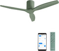 Create Ventilator Windcalm M/plafondventilator, 40 W, Ø 132 cm, 6 snelheden, 3 led-temperaturen, met wifi en afstandsbediening, timer, saliegroen, ABS