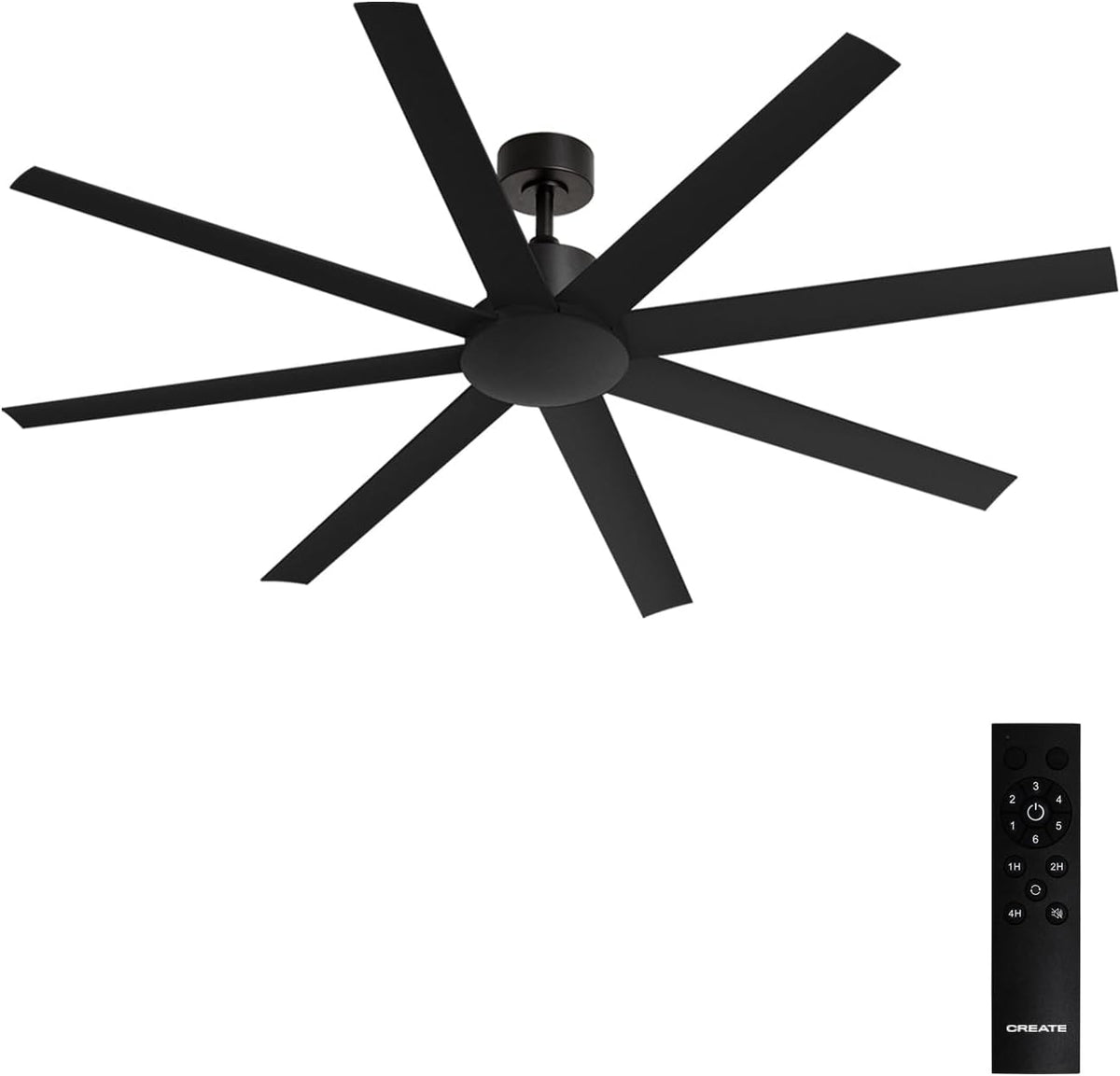 Create Ventilator / WIND Industrial XL/Plafondventilator Zwart, met afstandsbediening / 40W, Ø165cm, 6 snelheden, Stil, programmeerbaar