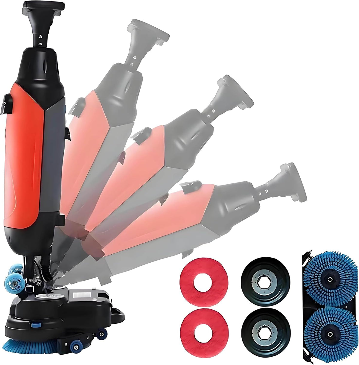 Wybyyds Polijstmachine Commerciële vloerpolijstmachine, breedte 430 mm, 36 V/10,5 Ah op batterijen Red, hogesnelheidsreinigingsmachine, voor tapijten