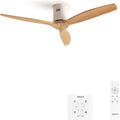 Create Ventilator / Windcalm / plafondventilator wit, 132 cm, natuurlijke houten vleugels/40W, 6 snelheden, met afstandsbediening en wandschakelaar