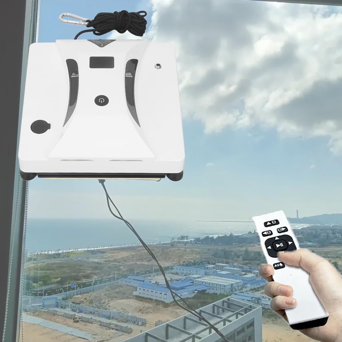 Deshva Raamreiniger Elektrische raamreinigingsrobot, met stroomuitvalbeveiliging en veiligheidstouw 2800Pa Zuig automatische waternevel