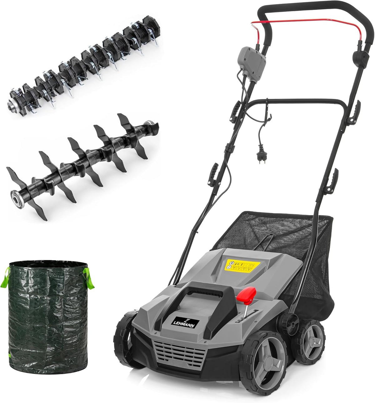 Lehmann Verticuteerapparat Teasel Verticuteermachine, met Werkbreedte 38 cm, 5-traps Werkdiepte Instelbaar van -12 tot 6 mm, met beluchter 2 in 1