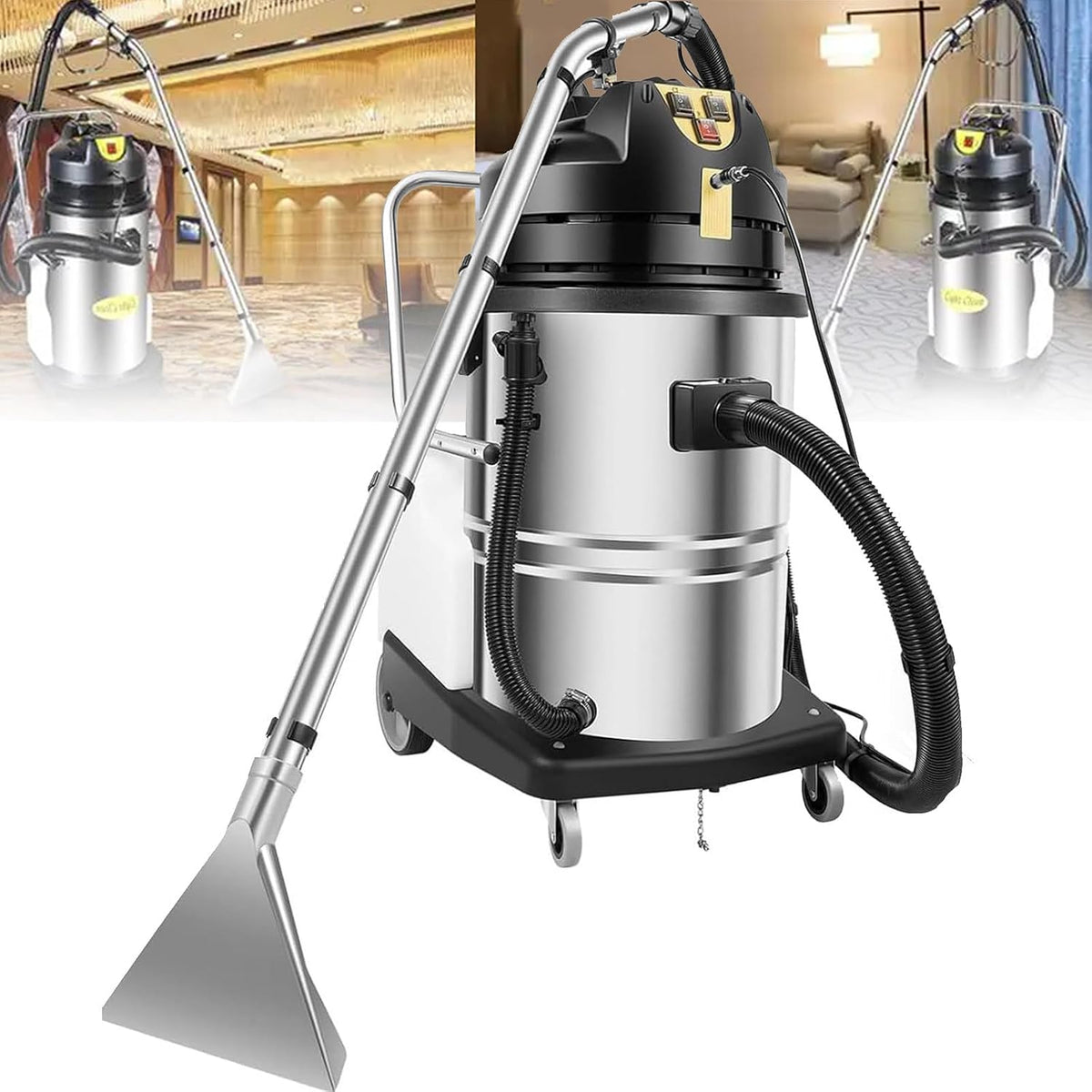Jiaduofu Tapijtreiniger Professionele tapijtreinigingsmachine, 2110W 60L industriële tapijtreiniger, voor banken, gordijnen, vloeren, thuis en hotels.