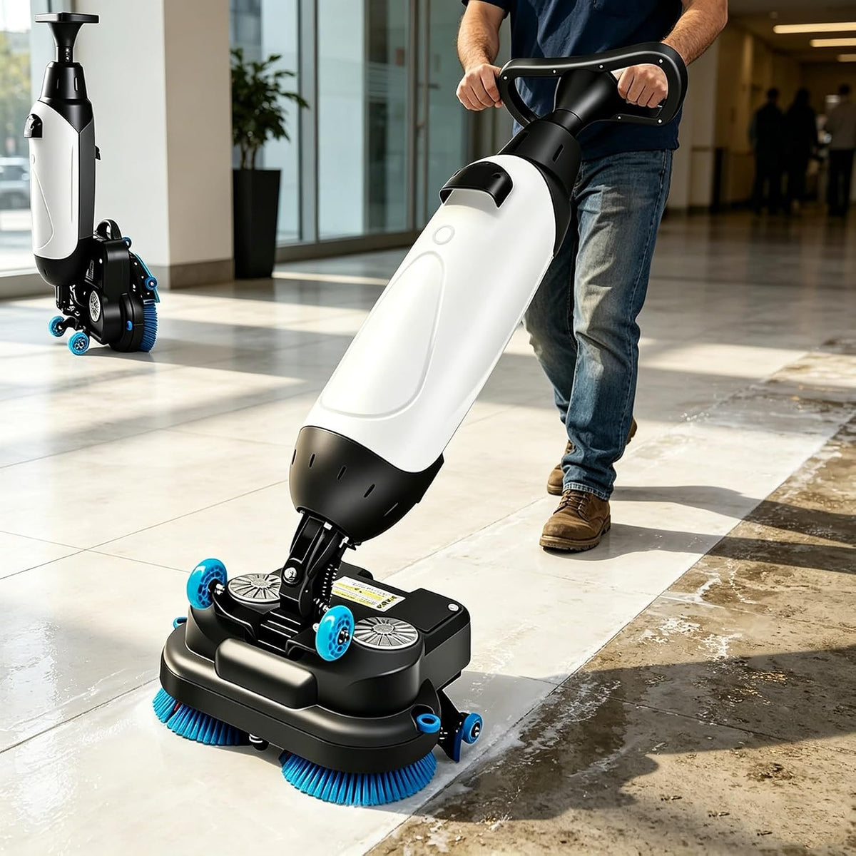 Polijstmachine Vloerpolijstmachine, dekking 13000 m2 per uur, 360 tpm, 17 inch lichtgewicht elektrische reiniger, commerciële vloerbufferschrobber